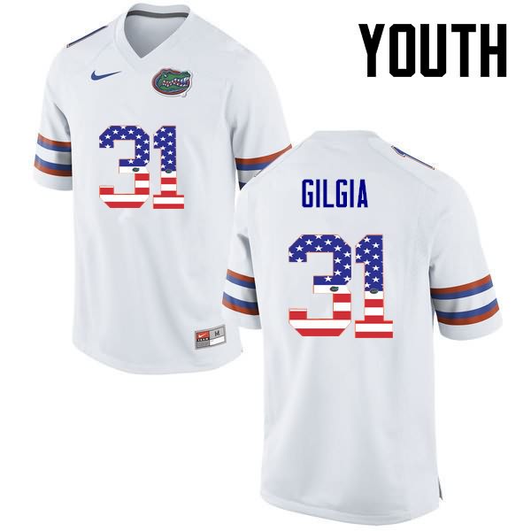 NCAA Florida Gators Anthony Gigla Youth #31 USA Flag Fashion Nike White Stitched Authentic College Football Jersey RWU2364SP